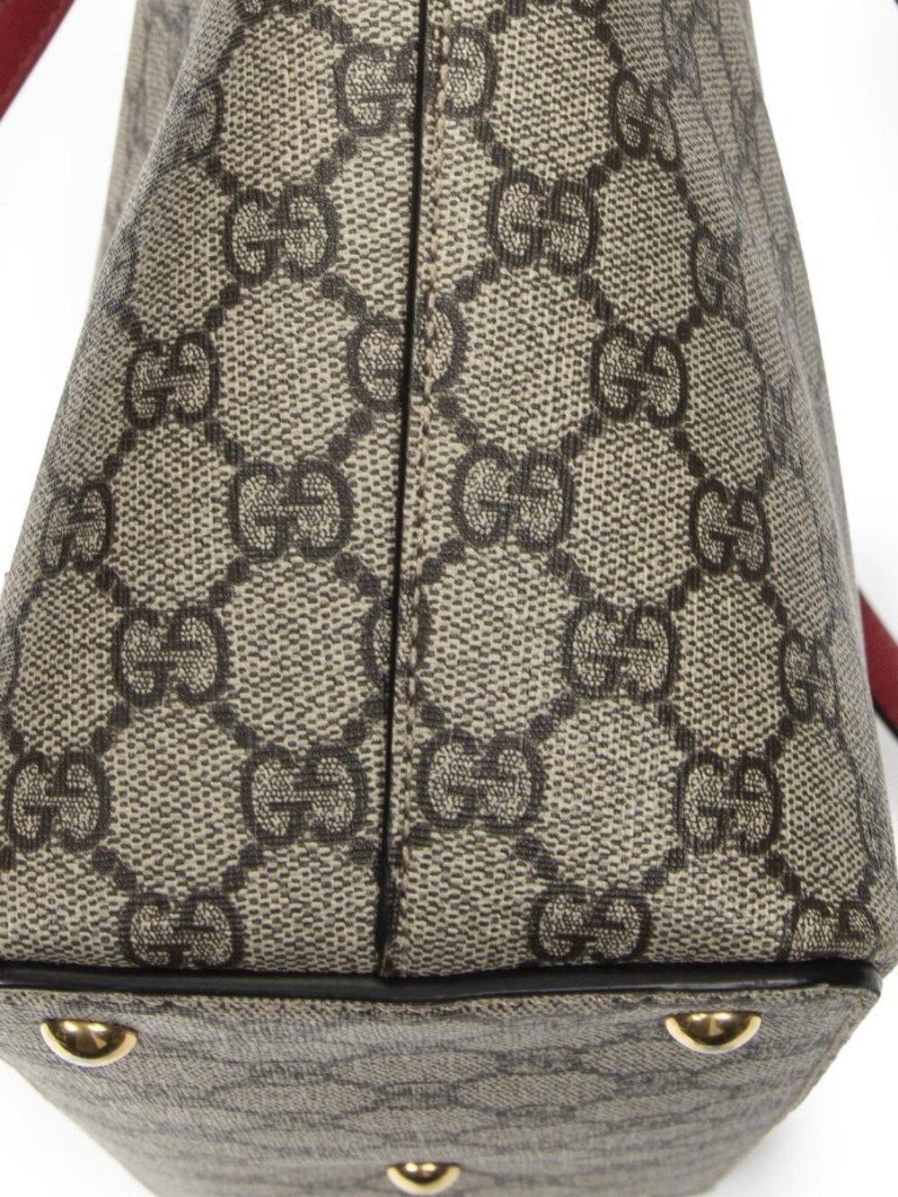 Gucci Zip Bucket Tote Beige Pink Red Supreme Canvas - Picture 8 of 10
